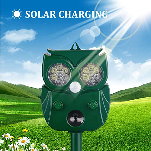 Bogutongjin - Ultrasonic Solar Cat Deterrent, Waterproof, LED Flash, IP44