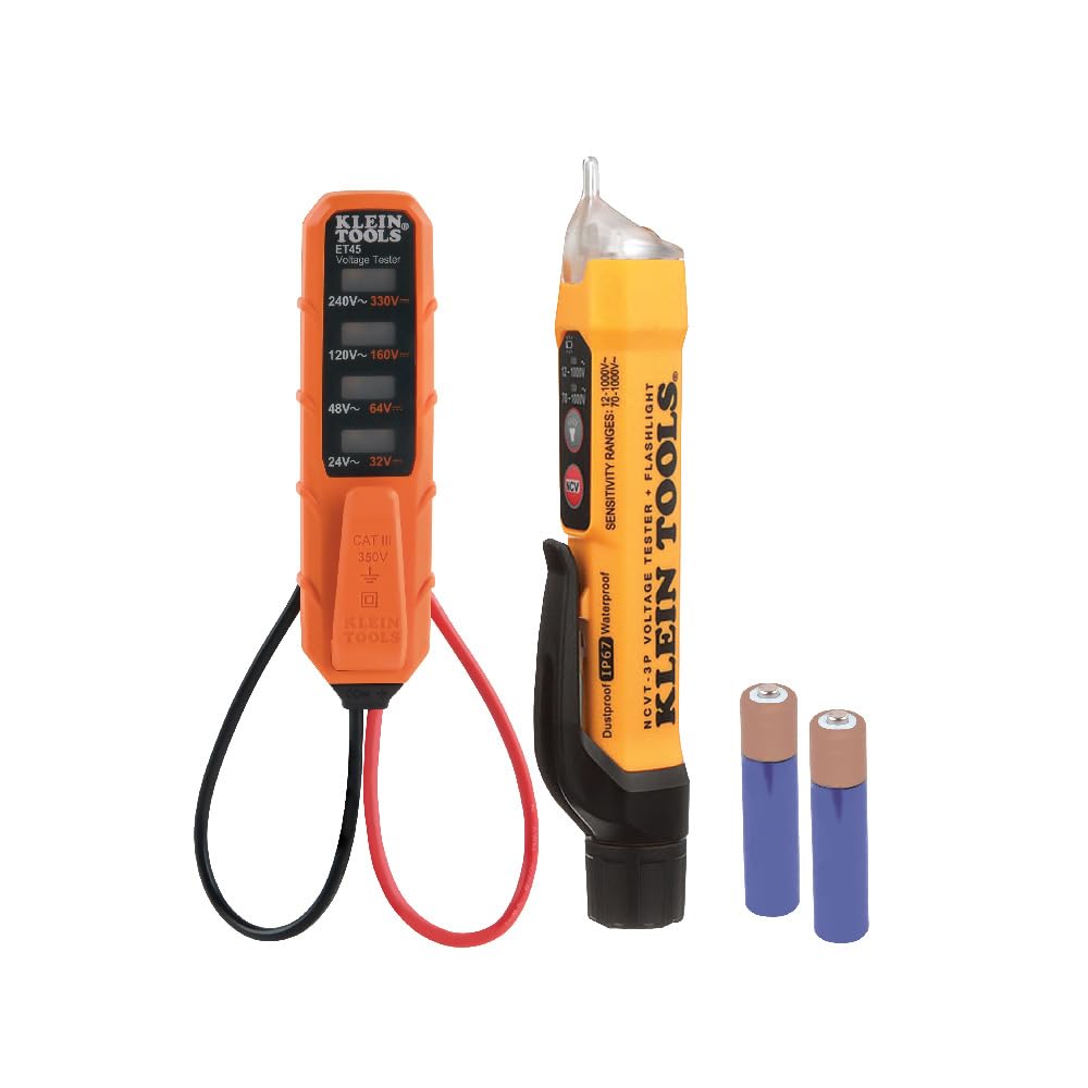 Klein Tools NCVT3PKIT Electrical Test Kit, Dual-Range Non-Contact Voltage Tester with Flashlight, AC/DC Voltage Tester - Medaid International