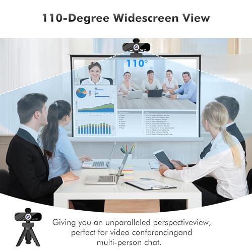 Tomorsi - Full HD 1080P Webcam with Microphone, USB Connectivity, Rotating Tripod