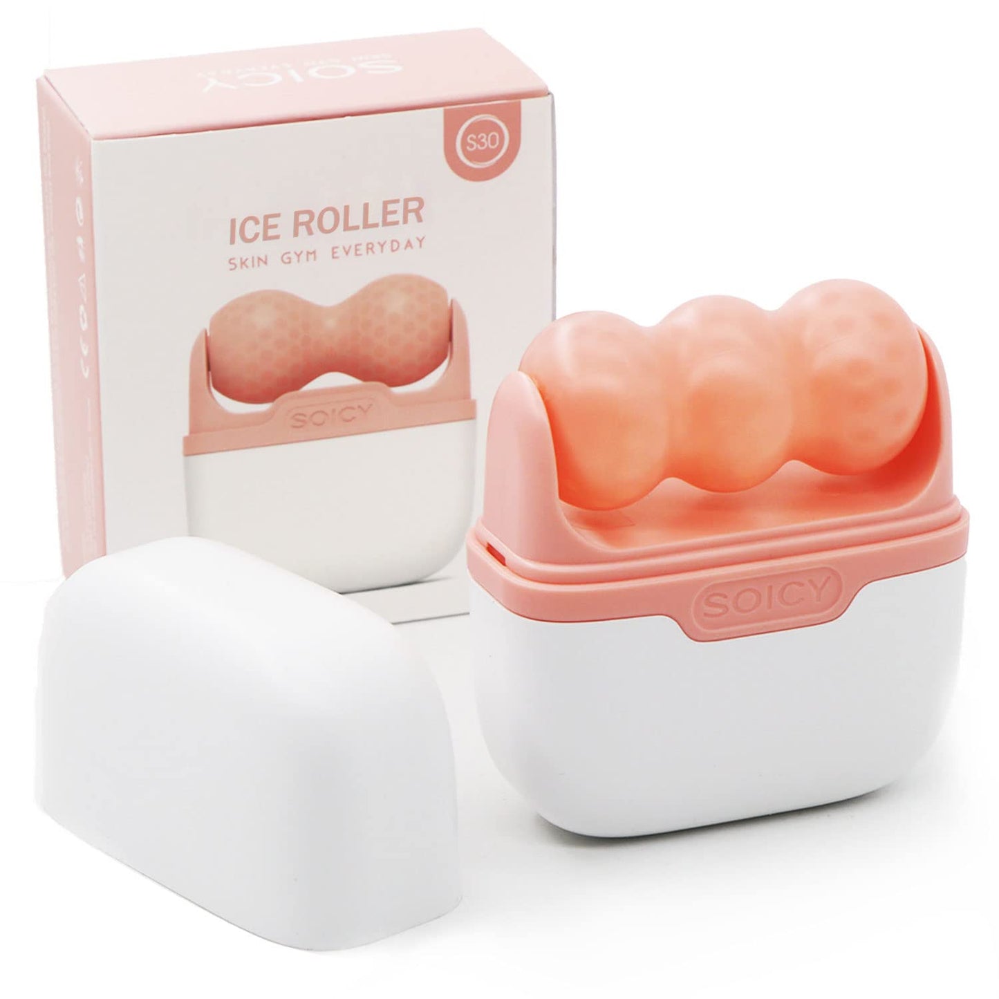 Ice Roller for Face and Eyes - Facial Skin Care Tools with 2 in 1 Face Roller and Travel Case, Self Care Gift for Men Women (Pink) - Medaid International