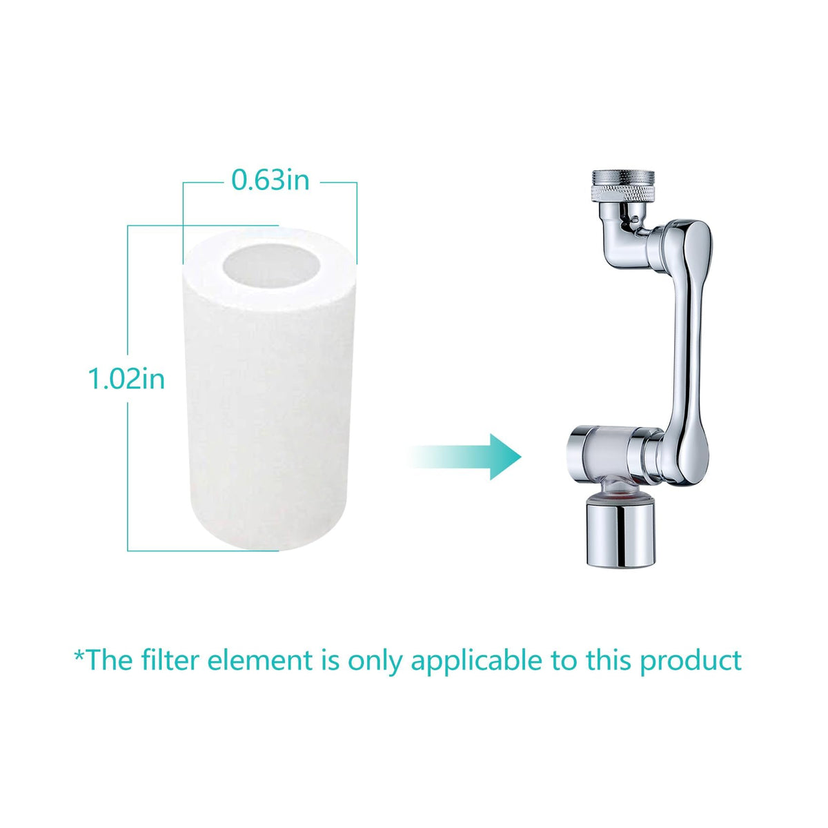 Kastwave 8 Pcs Pp Cotton Filter, Rotating Filter Faucet Extender,Universal Splash Faucet, Water For Kitchen Bathroom, Usable Half A Year