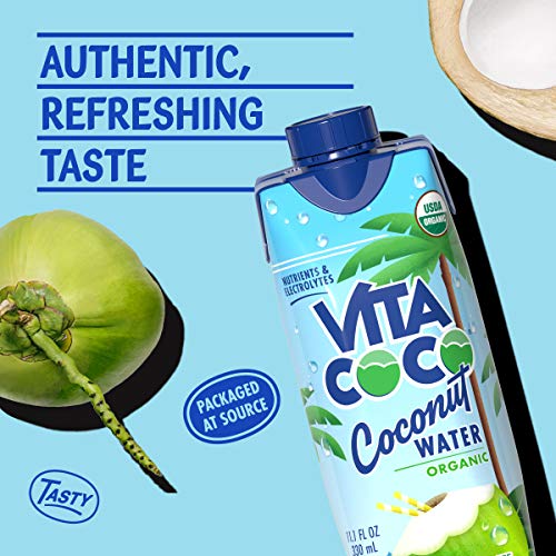 Vita Coco Coconut Water, Pure Organic | Refreshing Coconut Taste | Natural Electrolytes | Vital Nutrients | 11.1 Oz (Pack Of 12)|B07DJ16CD6