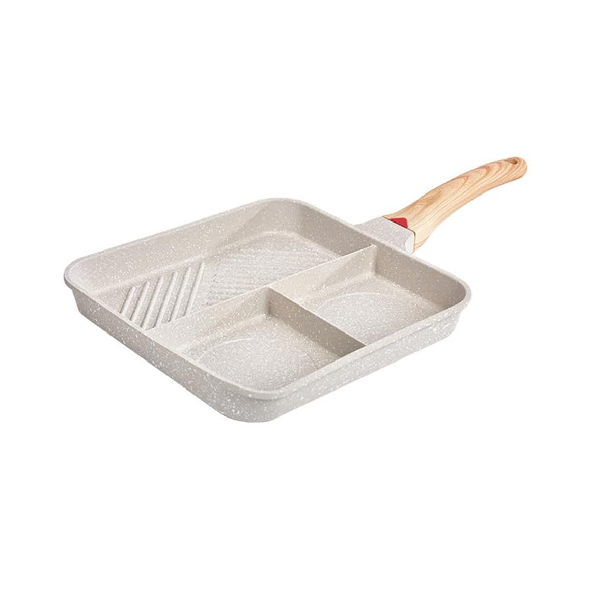 3-in-1 Divided Grill Pan, Nonstick Square Egg Skillet with Bakelite Handle, Induction Compatible
