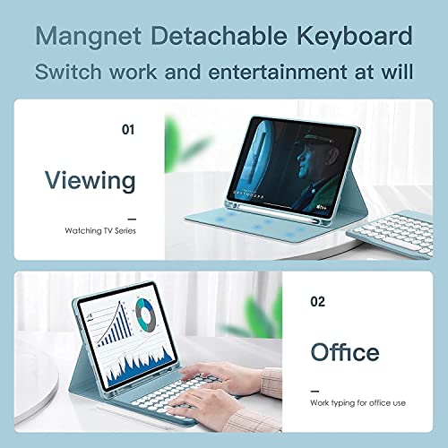 PboyiqiS - Keyboard Case for Galaxy Tab S7 FE/S7 Plus/S8 Plus, Bluetooth, Detachable, Pencil Holder