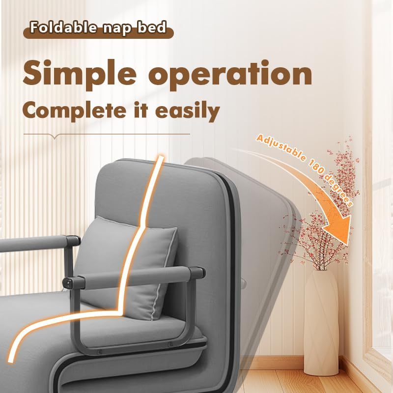 Multifunctional sofa bed, 3-in-1 folding sofa bed chair, with 5-position adjustable backrest, wheels, 2 supporting legs, and a chaise lounge with pillows. (65cm)|B0FKYRJTRL