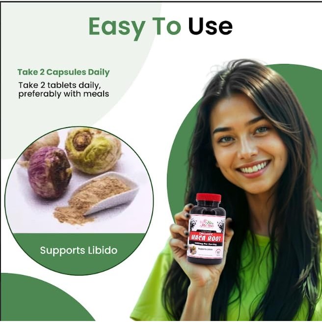 Mila Miamor Organic Maca Root Extract 1500 mg, Peak Performance for Men & Women, Sustained Energy & Hormone Support with Black Pepper, Non-GMO, 60 Tablets, US-Made - Medaid International