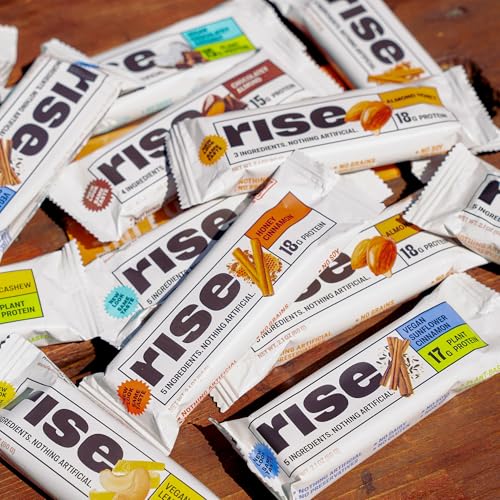 Rise Whey Protein Bars - Mocha Almond | Breakfast Bar & Protein Snack 15g Protein 4g Fiber Just 5 Whole Food Ingredients Gluten-Free Soy Free - Medaid International