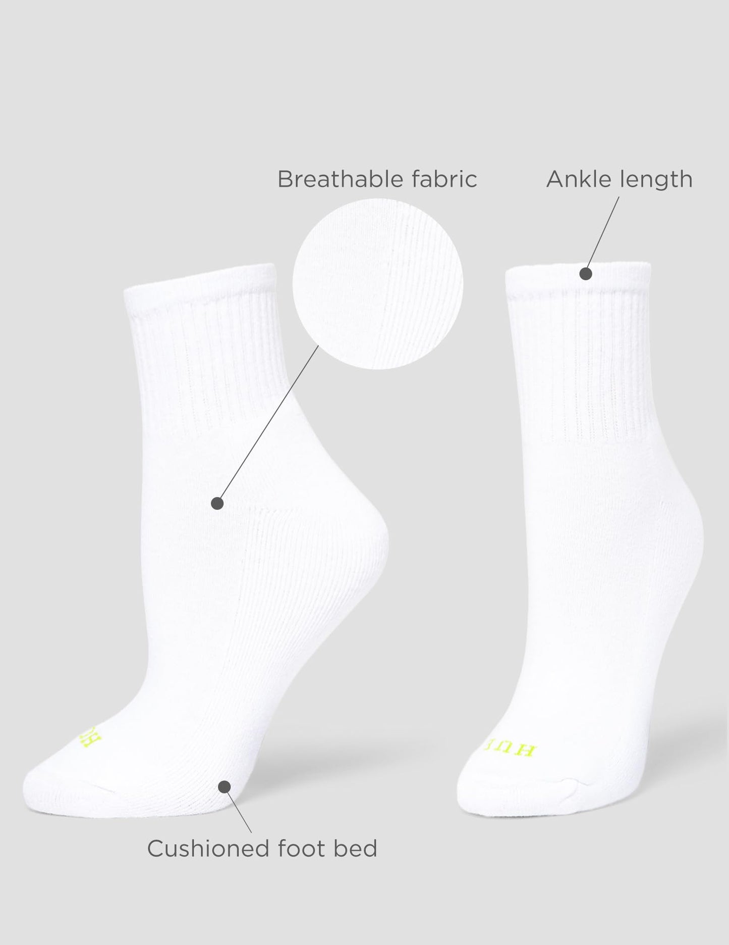 Hue Women's Mini Crew Sock 6-Pack, White, One Size - Medaid International