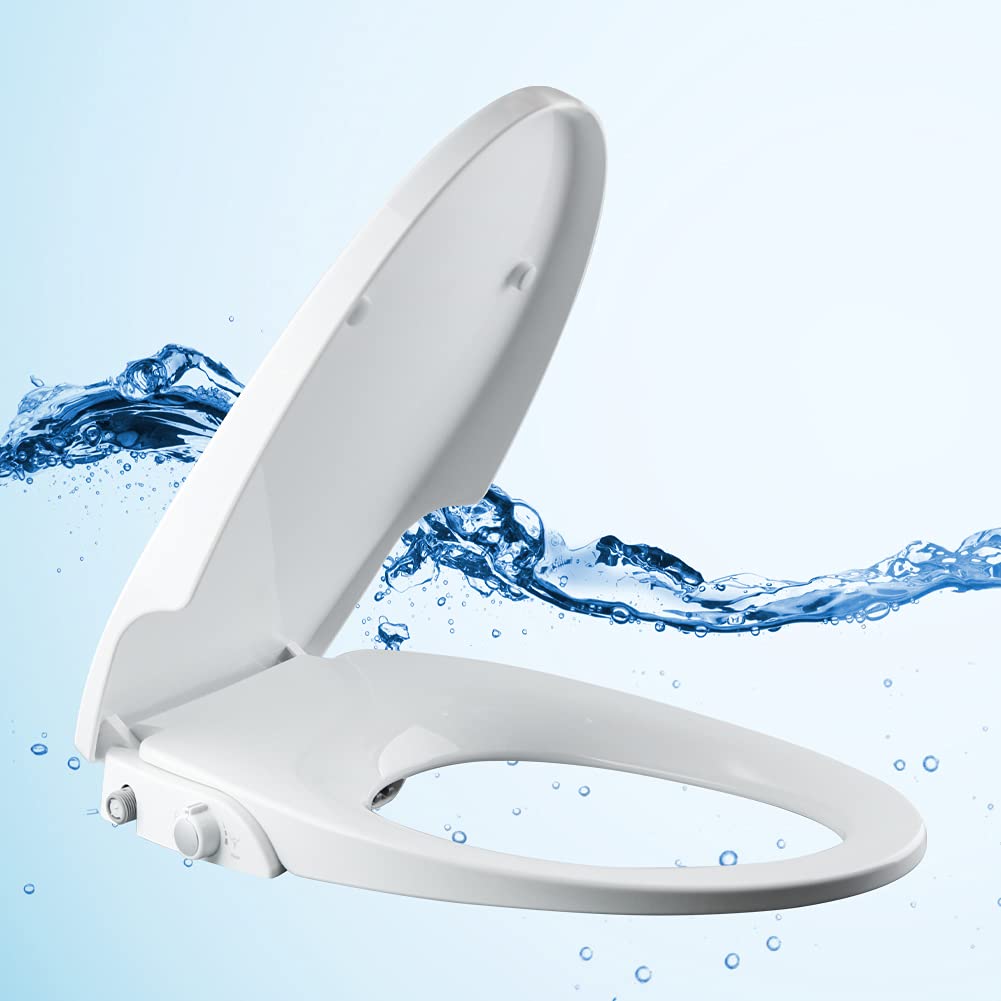 JOMOO Non-electric Bidet Toilet Seat, Personal Hygiene Adjustable Spray Volume Bidet Seat for Elongated Toilets, Dual Nozzle Toilet Seat Attachment with Slow-close Seat & Lid