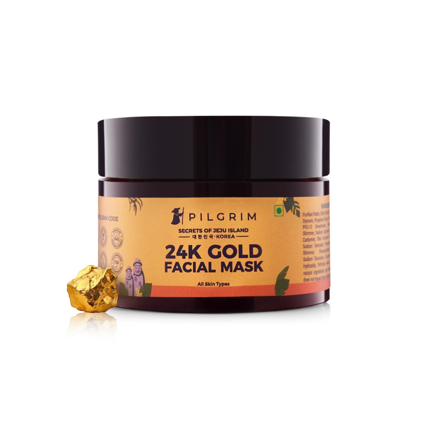 Pilgrim 24K Gold Face Mask | Hydrating & Rejuvenating Face Pack with Olive Leaf Extract | Firms & Nourishes Skin | For All Skin Types | Men & Women | 1.76 Oz (50g) - Medaid International