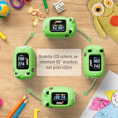 Pulox - Children's Pulse Oximeter PO-230 in Green with Stickers, Measures Oxygen Saturation & Heart Rate