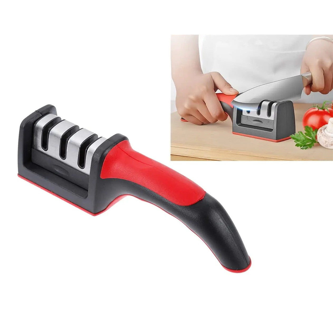 Knife Sharpener 3-Stage Quick Tool with Non-Slip Base