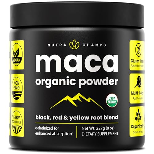 Organic Maca Powder - Peruvian Grown Maca Blend with Yellow, Black & Red Roots - Gelatinized for Superior Bioavailability - Natural, Vegan & Non-GMO, 8oz - Medaid International
