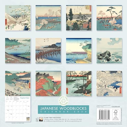 Japanese Woodblocks Wall Calendar 2026 (Art Calendar) - Medaid International