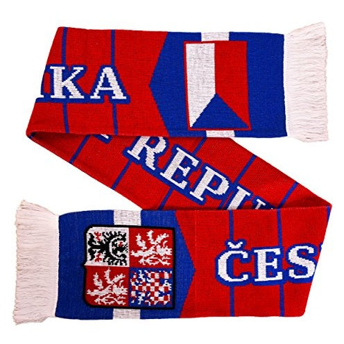 Euroscarves - Czech Soccer Knit Scarf with Soft Acrylic Yarn, Dual-Sided Design, Vivid Colors