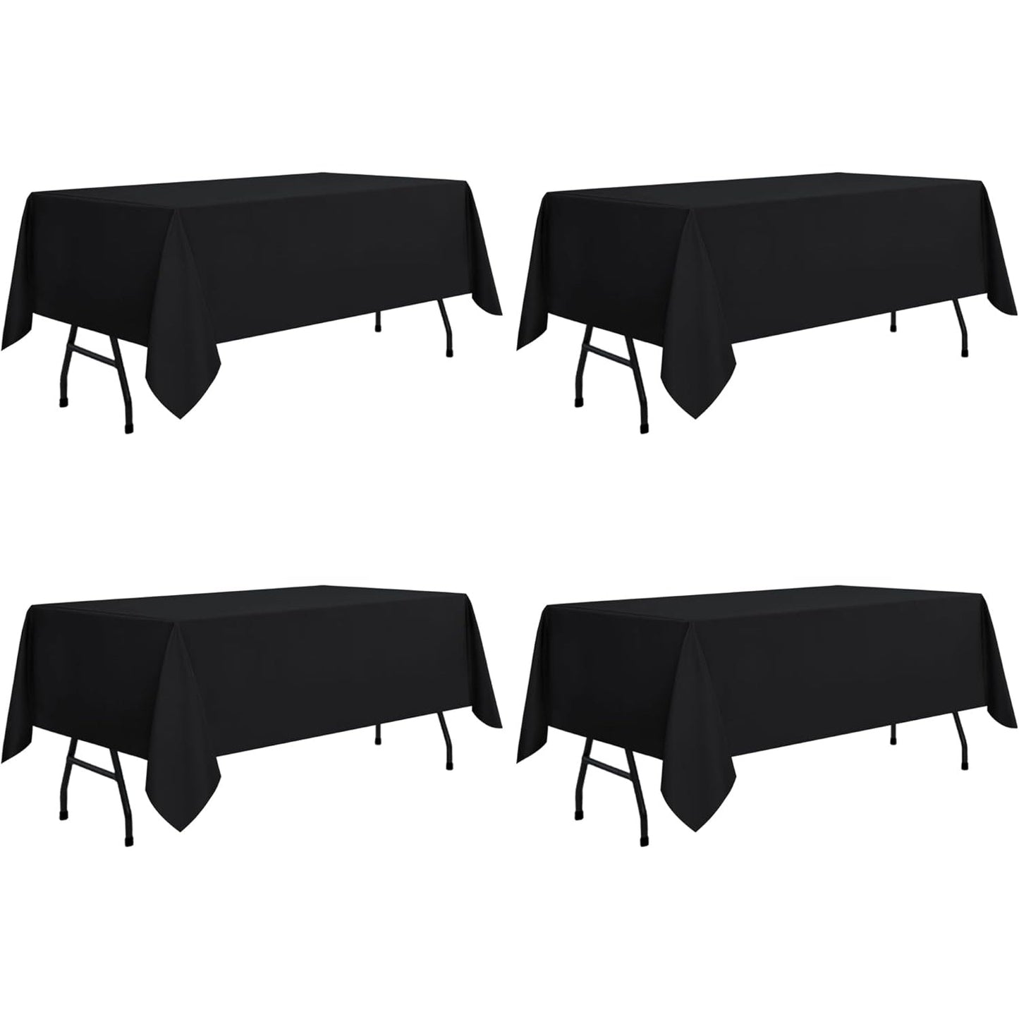 sancua Rectangle Tablecloth - 60 x 84 Inch - Stain and Wrinkle Resistant Washable Polyester Table Cloth, Decorative Fabric Table Cover for Dining Table, Buffet Parties and Camping, Black - Medaid International