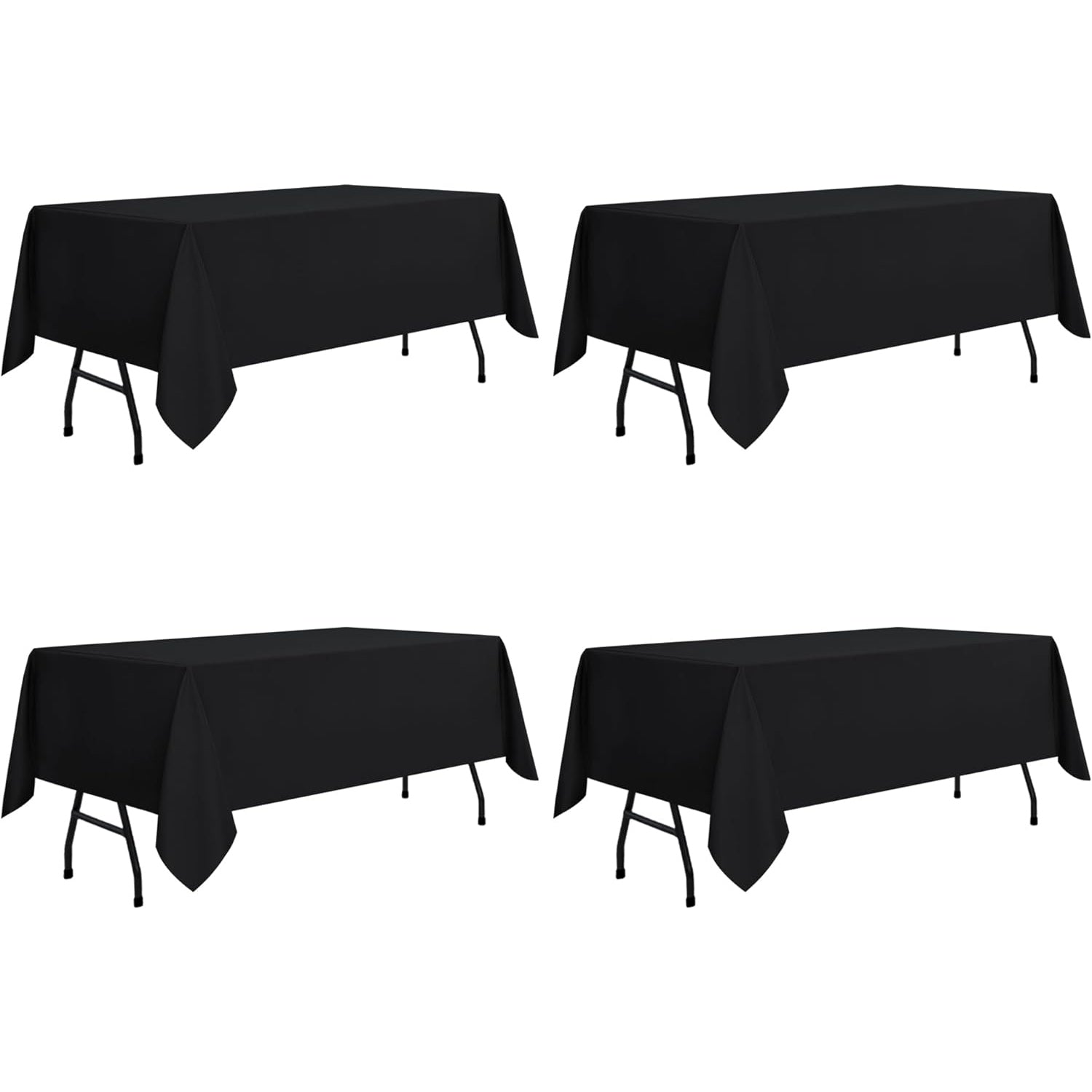 sancua Rectangle Tablecloth - 60 x 84 Inch - Stain and Wrinkle Resistant Washable Polyester Table Cloth, Decorative Fabric Table Cover for Dining Table, Buffet Parties and Camping, Black - Medaid International