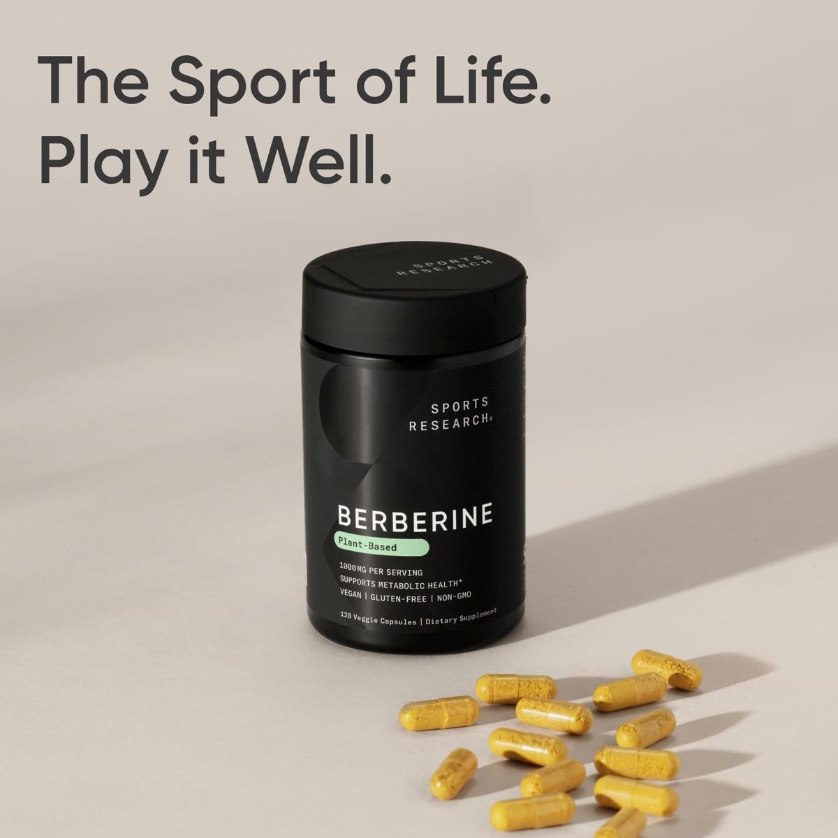 Sports Research Berberine - Herbal Ayurvedic Metabolic Health Support - 500mg - 120 Capsules - Vegan Certified, Gluten-Free, Non-GMO - Medaid International