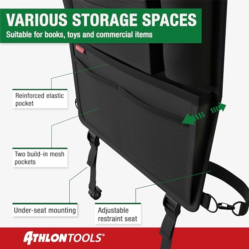 Athlon Tools - Car Seat Organizer with Tablet Holder, Reinforced Back & Pen Pocket