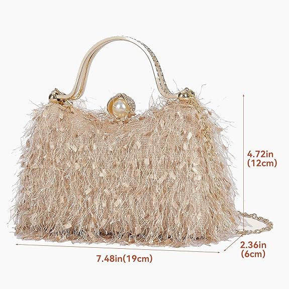 KASTWAVE Women's Evening Handbag Rhinestone Clutch Purse for Wedding, Prom & Formal Party – Elegant Top Handle Crossbody Shoulder Bag, Stylish Evening Bag for Banquet & Special Occasions