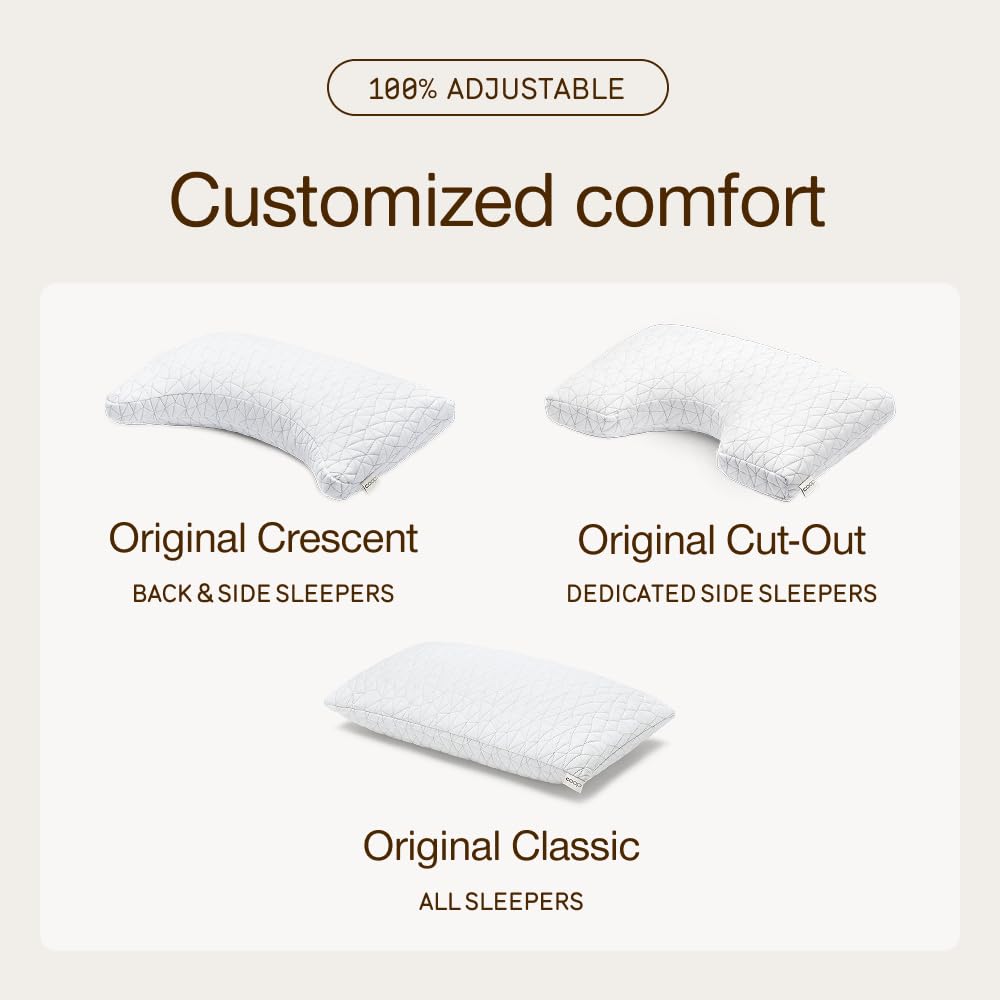 Coop Home Goods Original Adjustable Pillow, Queen Size Bed Pillows for Sleeping, Cross Cut Memory Foam Pillows - Medium Firm Back, Stomach and Side Sleeper Pillow, CertiPUR-US/GREENGUARD Gold - Medaid International