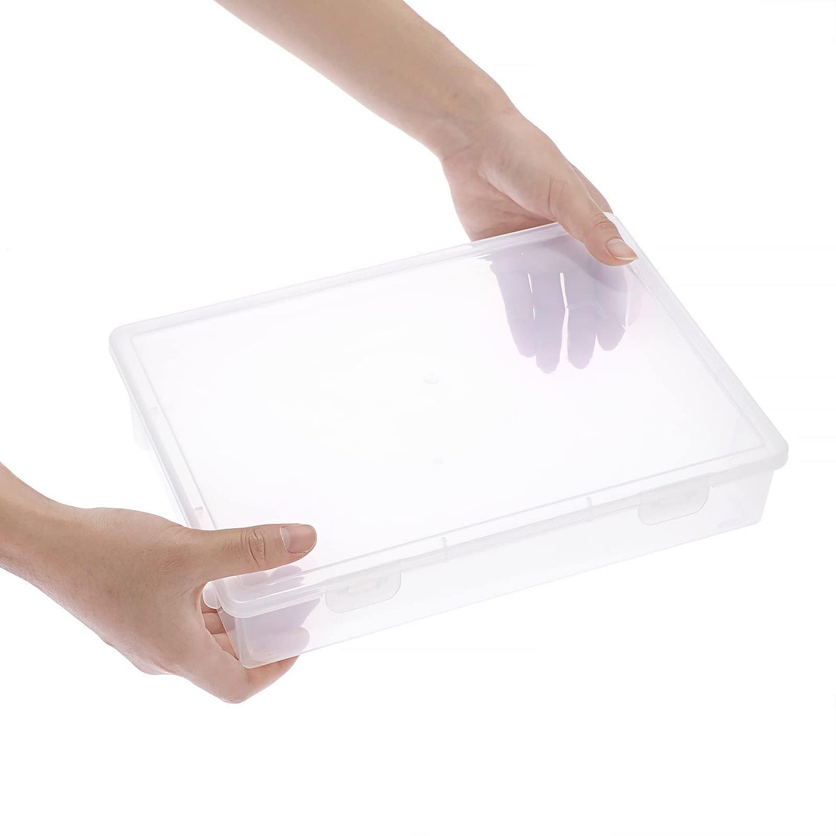 TERRIFI Clear Plastic Storage Box with Lid, Large Clip Box, Clear Plastic Storage Container Bins with Latching Lids, Art Supply Storage Organizer Plastic Sewing Box for Beads Pencils Notebooks 2 Pack