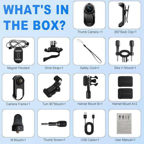 Mini Body Camera 1080P, 512G Thumb Action Camera with Magnetic & 360° Clip|B0HFRTKH29