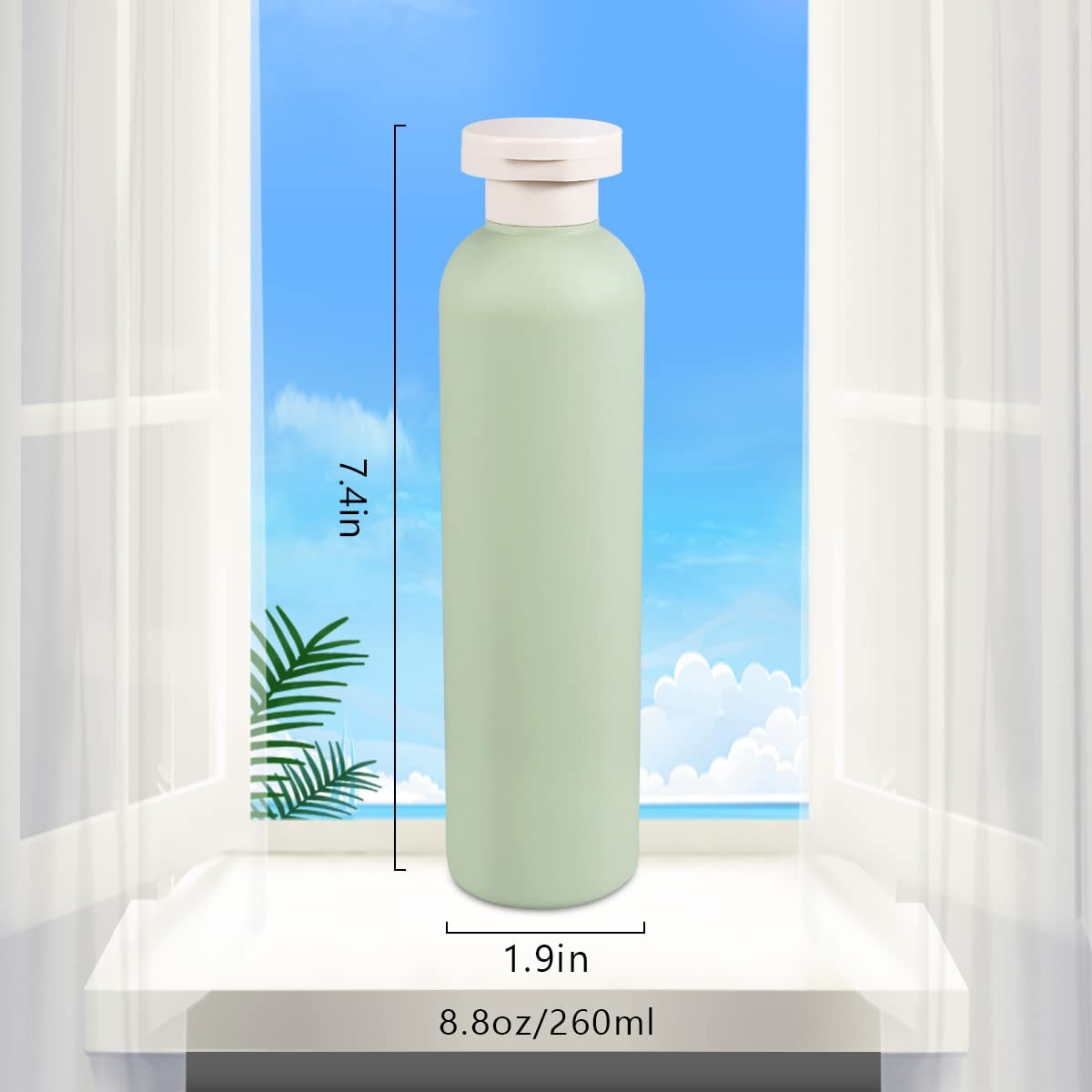 TERRIFI Green Plastic Empty Squeeze Bottles, Refillable Plastic Leak-Proof Travel Bottles for Creams, Lotion, Shampoo, Conditioner (4 Pcs)