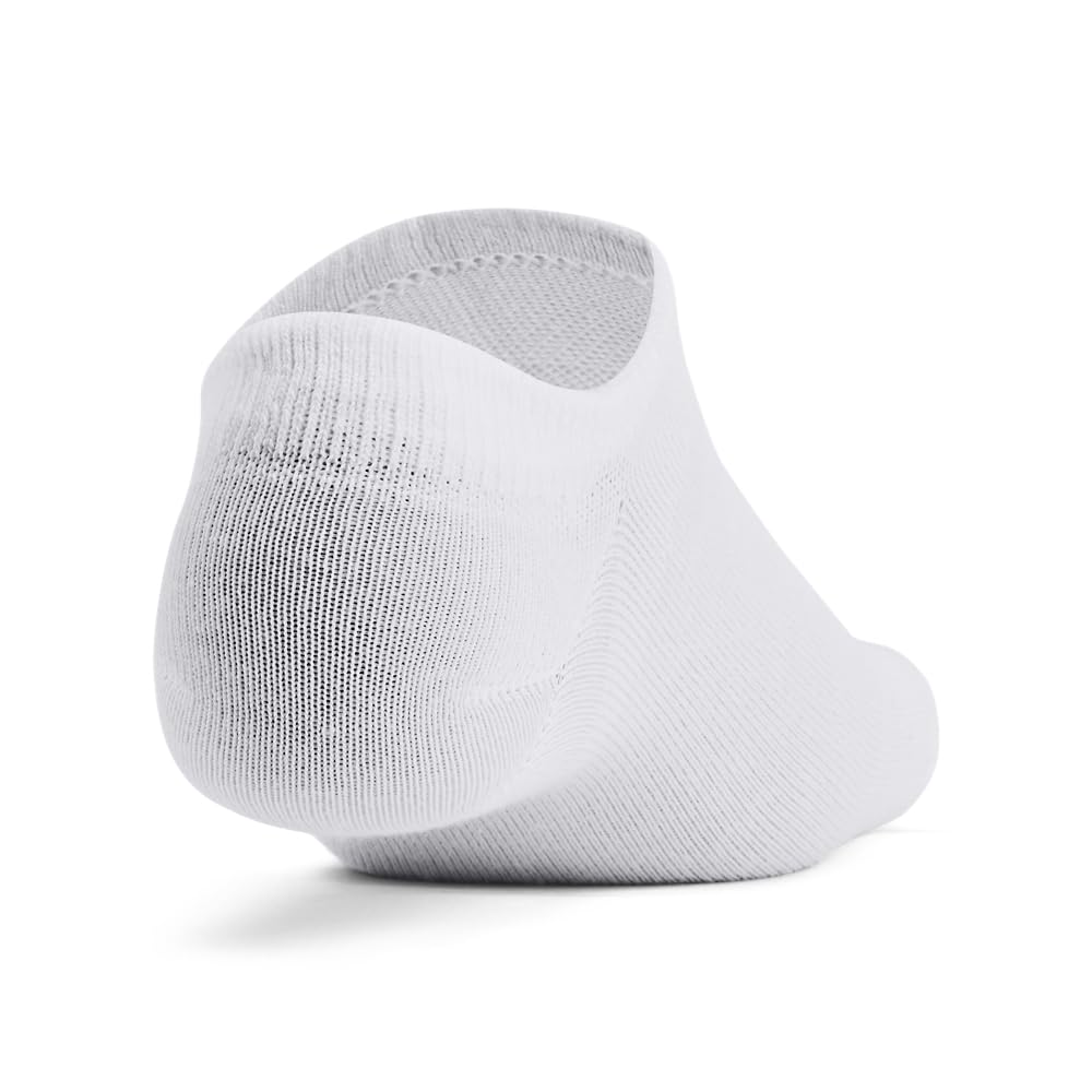 Under Armour Unisex-Adult Essential No Show Socks 6 Pack, (100) White/White/Halo Gray, Large - Medaid International
