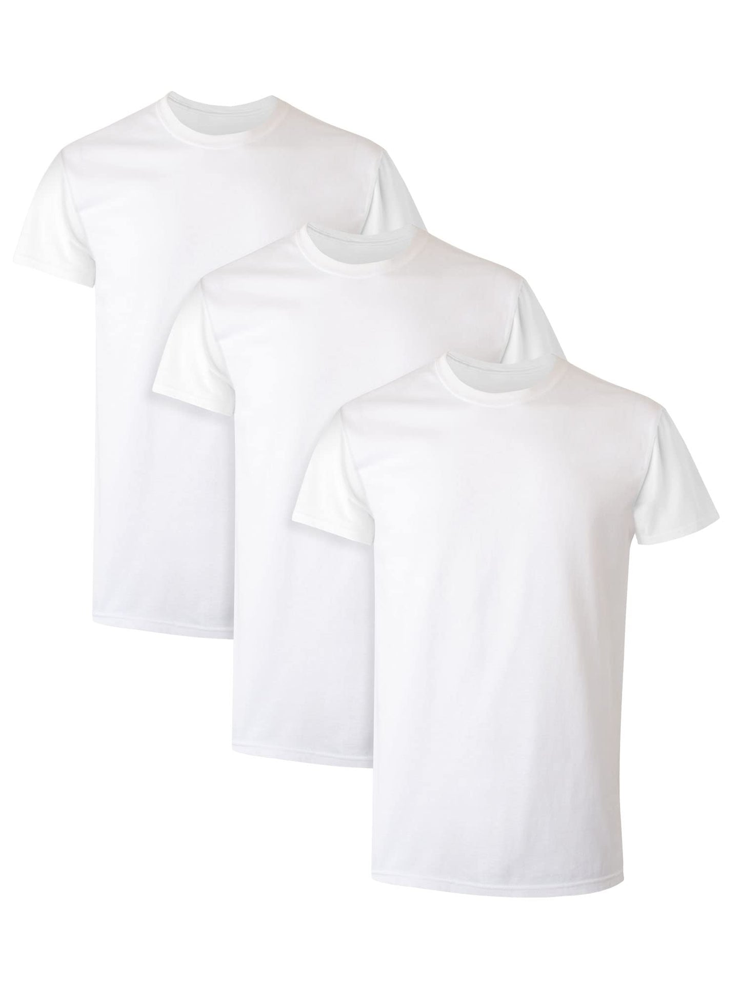 Hanes Mens Cotton, Moisture-wicking Crew Tee Undershirts, Multi-packs, White - 3 Pack, Large US - Medaid International