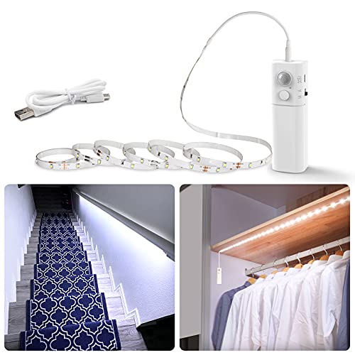 Wobane - LED Strip with Motion Sensor, Rechargeable, 2m for Wardrobe & Cabinet