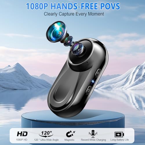 Mini Body Camera 1080P, 512G Thumb Action Camera with Magnetic & 360° Clip|B0HFRTKH29