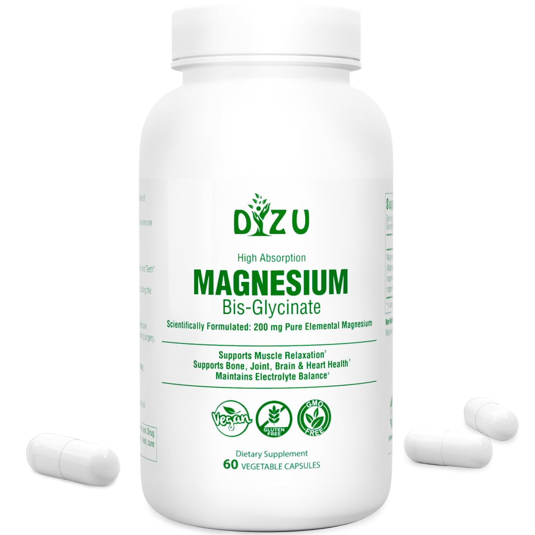 Magnesium Bisglycinate (Glycinate) 200 mg – High Absorption Chelated – Supports Sleep, Stress, Muscles, Nerves, Bones, Heart & Energy – Vegan, Non-GMO, Lab-Tested – 60 Capsules - Medaid International