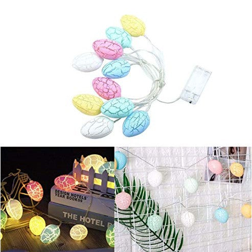 Easter Eggs - Battery Operated Fairy Lights, 10 Warm White Egg Lights, Indoor/Outdoor Decor