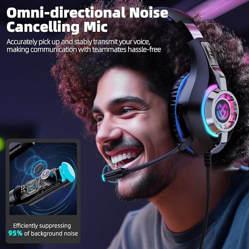 Tatybo - Gaming Headset with Noise Canceling Mic, Deep Bass, Crystal Surround Sound