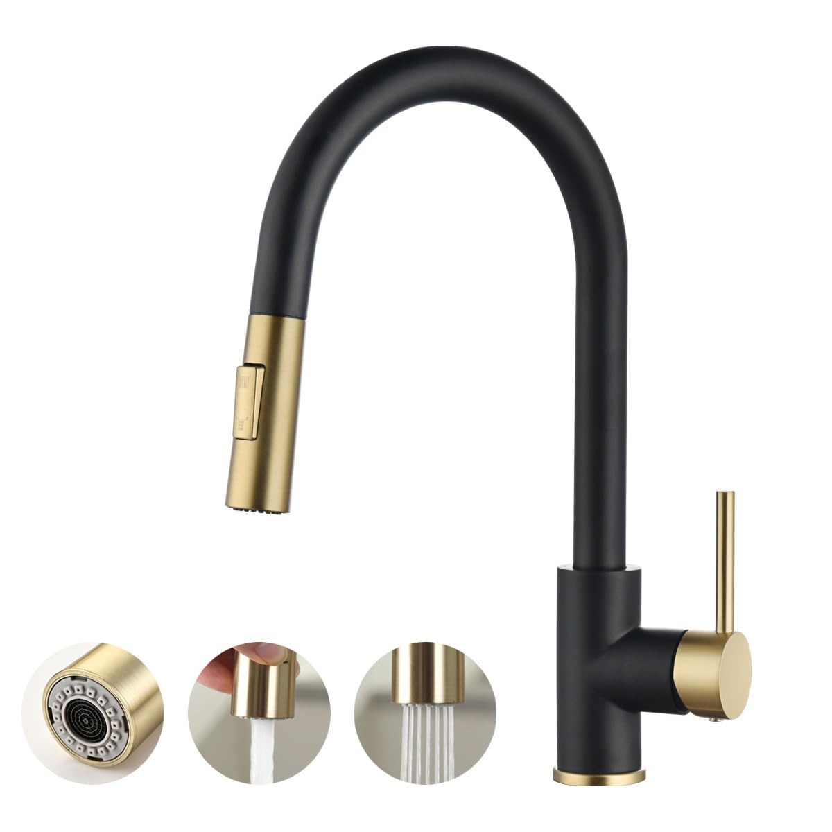 Havin HV601 Kitchen Faucet,Brushed Gold Color, cUPC Certificate for The Cartridge,Fit for 1 and 3 Holes Kitchen Sink,Brassy Yellow-Greenish,Gold Color