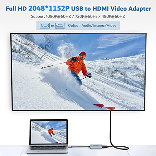 Ablewe - USB to HDMI Adapter, Aluminum, Supports Mac & Windows, 4K Video Output