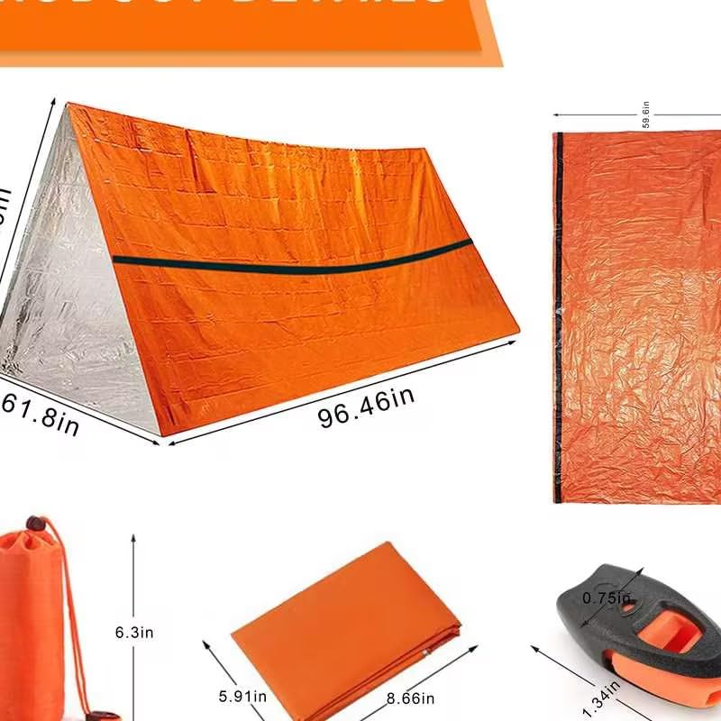 SunHalo Gear Emergency Survival Tent Shelter, 1 or 2 Person Emergency Tent with Emergency Whistle Emergency Shelter,Life Tube Tent for Camping,Hiking, Backpacking