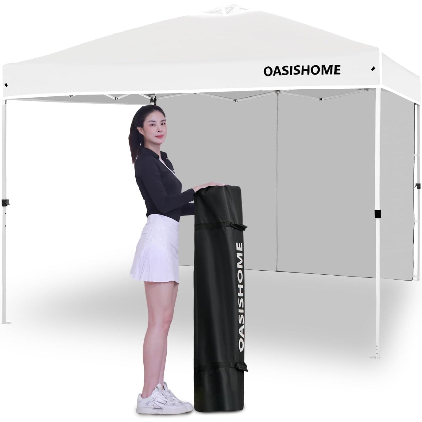 OASISHOME Pop-up Gazebo Instant Canopy Tent 10'x10', with 4 Sidewalls, Windows, Wheeled Bag, for Patio/Outdoor/Wedding Parties and Events (10FTx10FT, Khaki) - Medaid International