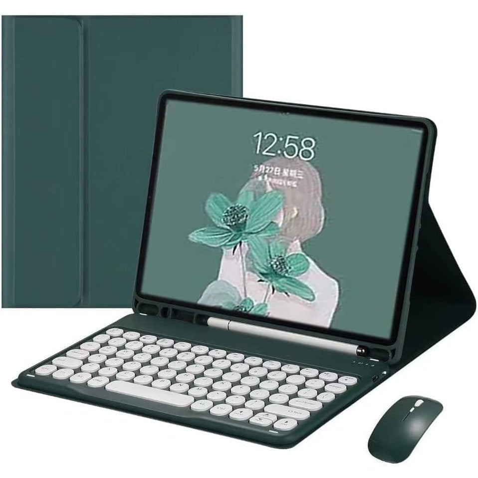 PboyiqiS - Keyboard Case for Galaxy Tab S7 FE/S7 Plus/S8 Plus, Bluetooth, Detachable, Pencil Holder