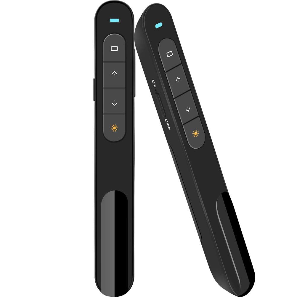 Wireless Presenter, Hyperlink Volume Control Presentation Clicker RF 2.4GHz USB PowerPoint Clicker Presentation Remote Control Pointer Slide Advancer (Black) - Medaid International