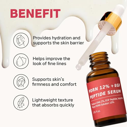 Salmon DNA PDRN 120,000 ppm EGF Peptide Microneedling Serum w/Volufiline, Phyto PDRN 12%, Growth Factor - Anti-Aging Face Serum with Niacinamide, Hyaluronic Acid 1 Fl Oz Korean Skincare - Medaid International