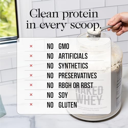 NAKED Whey Isolate Protein - Only 2 Ingredients, 30g Grass-Fed Protein, Zero Carb, Unflavored, Undenatured, Non-GMO, No Soy, Gluten-Free, No Preservatives - 28 Servings|B0DJ3KYNQ5