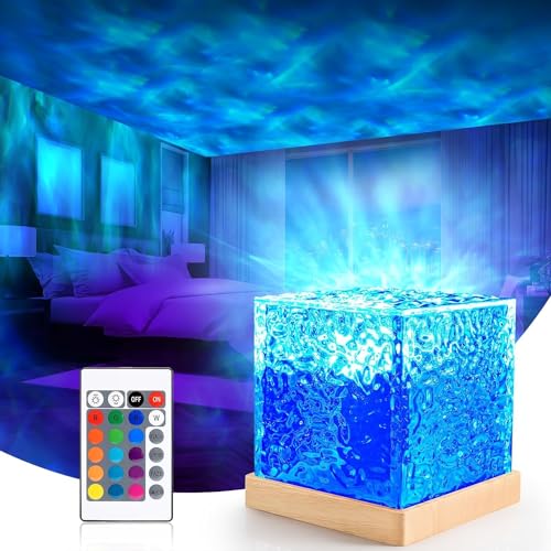 Wezoshinet - Ocean Wave Water Lamp with 3D LED Projection, USB Powered for Bedroom