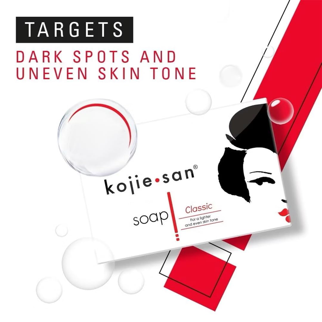 Kojie San Original Kojic Acid Soap for Face and Body – Dark Spot Remover, Gentle Cleansing Bar with Coconut Oil, Tea Tree Oil, and Glycerin – Helps Improve Skin Appearance – 65g x 3 Bars - Medaid International
