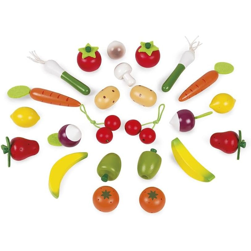 Janod - 24pcs Fruits And Vegetables Basket