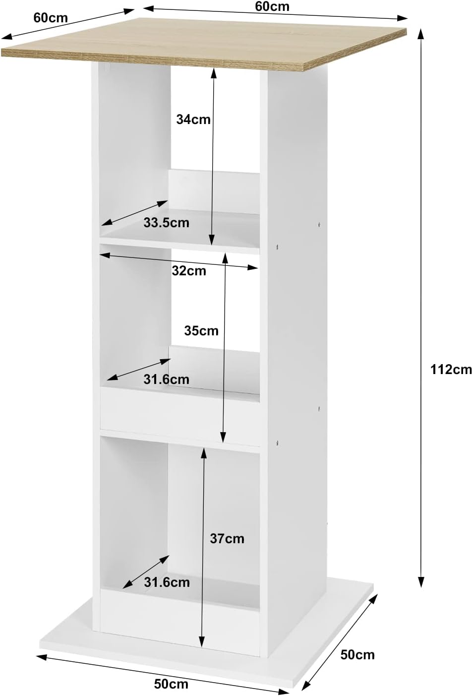WOLTU Square Bar Table (BT36WHE)
