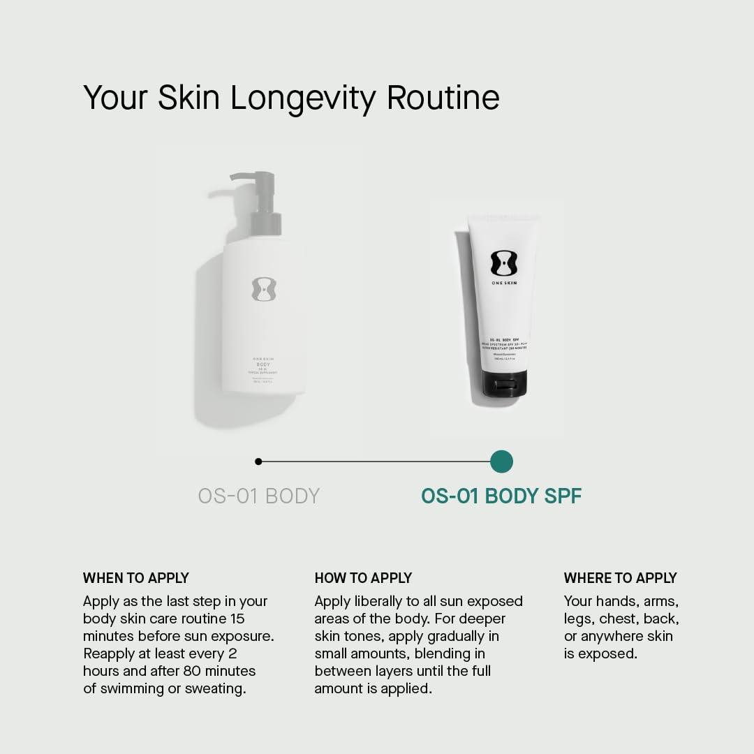 OneSkin BODY SPF OS-01 Peptide Broad Spectrum SPF 30+ Mineral Sunscreen- Protects Skin from UV Aging & Water Resistant, Includes Potent Antioxidants, Suitable for Sensitive Skin - Medaid International