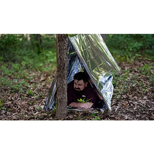 SharpSurvival Shack Emergency Survival Shelter Tent - 2 Person Mylar Tube Tent - Lightweight 8' x 5' All Weather Waterproof Shelter Conserves Heat - Reflective Tents for Camping/Hiking and More