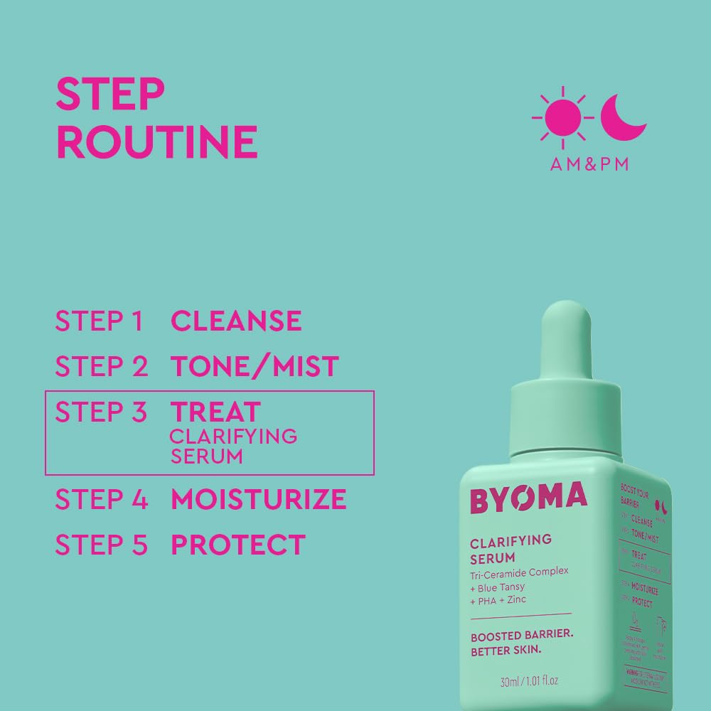 BYOMA Clarifying Serum - Barrier Repair Serum - Clarifying Facial Serum for Acne Prone Skin - Calming Face Serum with Ceramides, Blue Tansy, PHA & Zinc - Balanced & Healthy Skin - 1.01 fl. oz - Medaid International